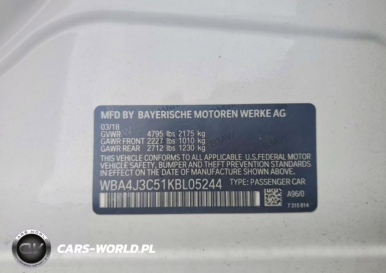 2019 BMW 430Xi Gran Coupe VIN:WBA4J3C51KBL05244 - 12