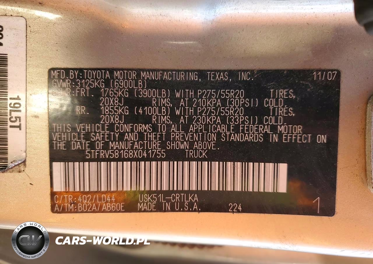 2008 Toyota Tundra Double Cab Limited VIN:5TFRV58168X041755 - 12