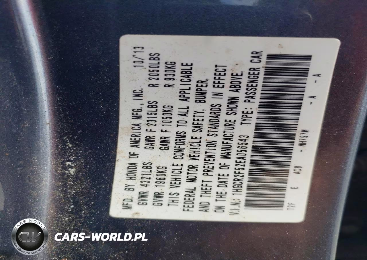 2014 Honda Accord Sport VIN:1HGCR2F52EA056543 - 12
