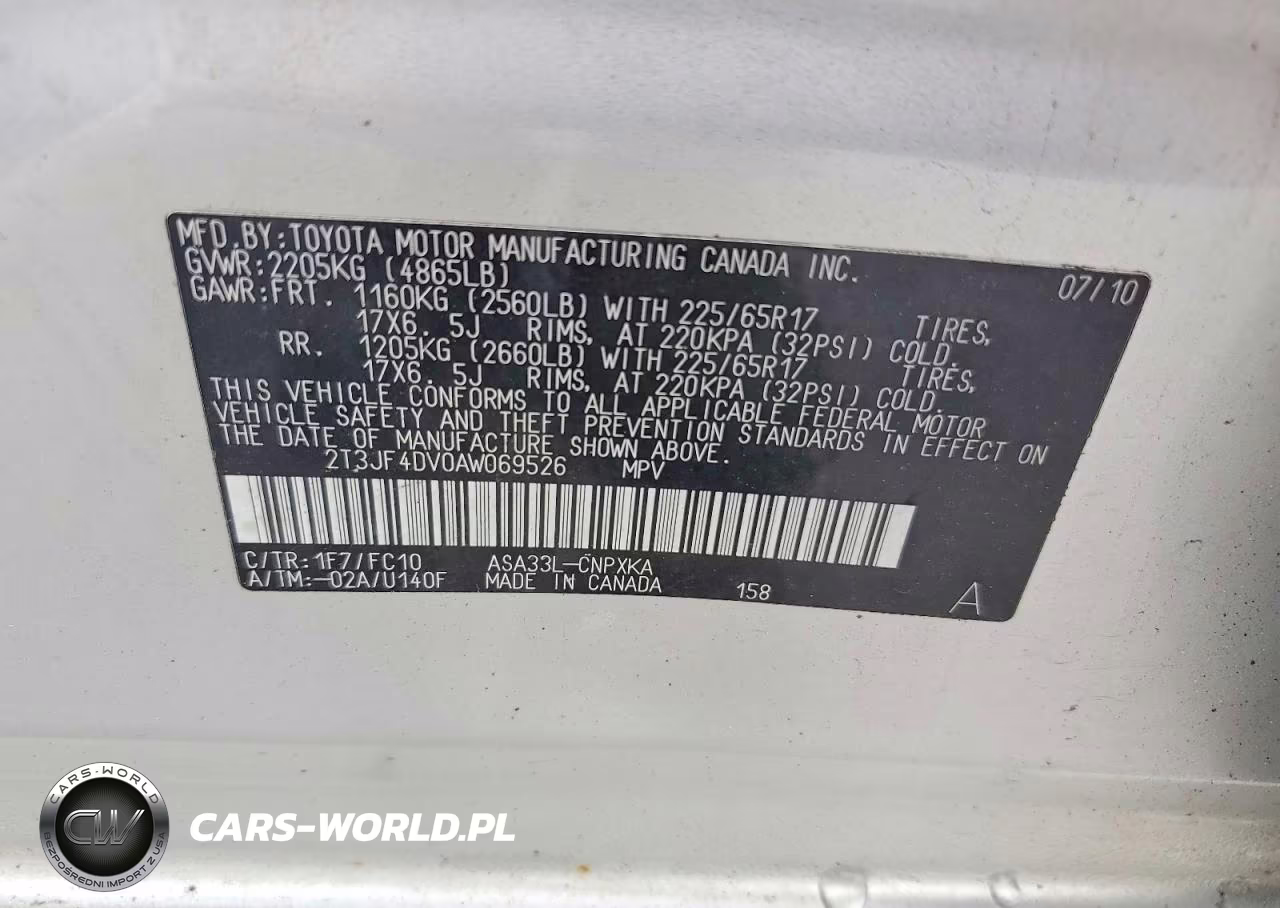 2010 Toyota Rav4 Base VIN:2T3JF4DV0AW069526 - 13