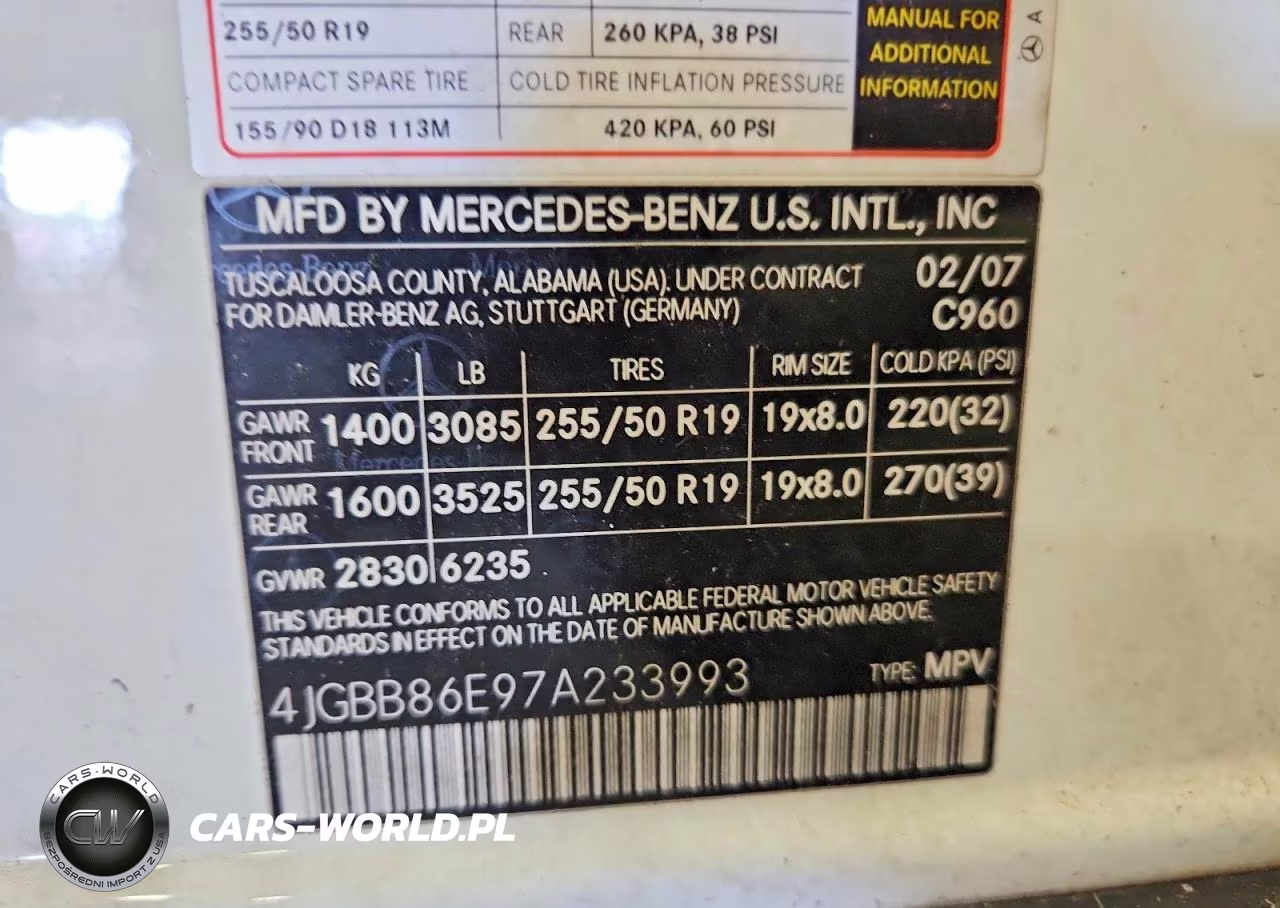 2007 Mercedes-Benz Ml 350 VIN:4JGBB86E97A233993 - 14