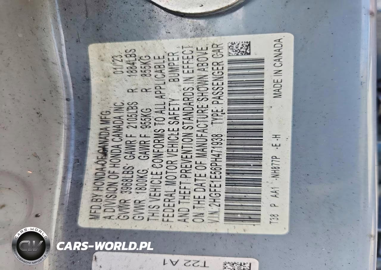 2023 Honda Civic Si VIN:2HGFE1E56PH471938 - 12