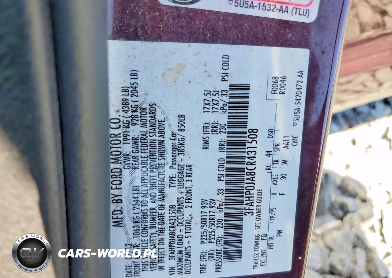 2012 Ford Fusion Sel VIN:3FAHP0JA8CR431508 - 12