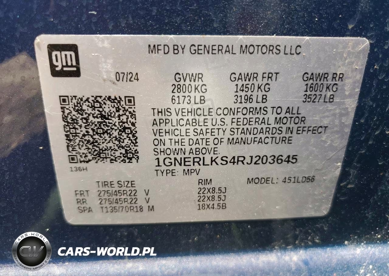 2024 Chevrolet Traverse Rs VIN:1GNERLKS4RJ203645 - 13