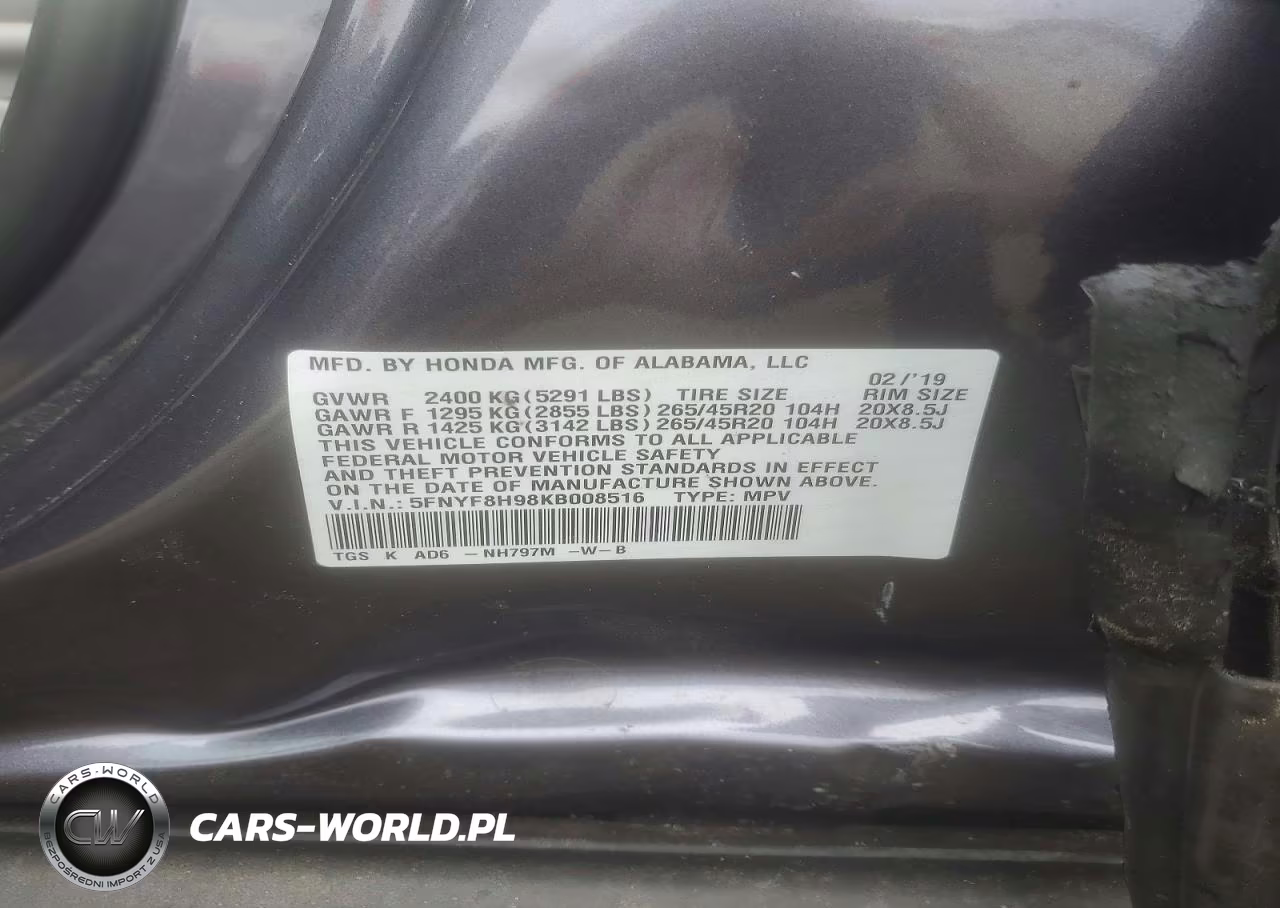 2019 Honda Passport Touring VIN:5FNYF8H98KB008516 - 13