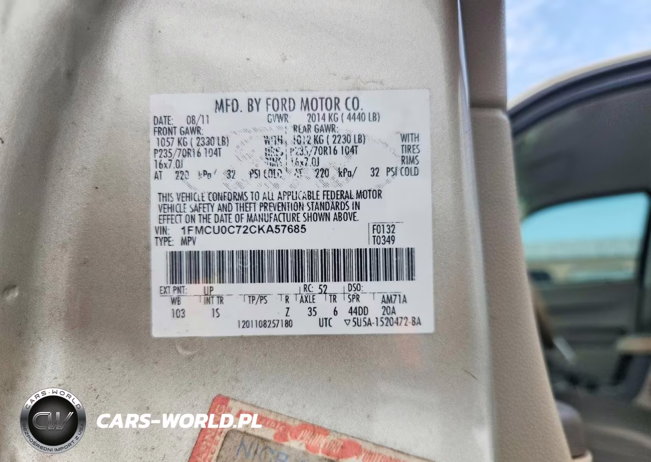2012 Ford Escape Xls VIN:1FMCU0C72CKA57685 - 12