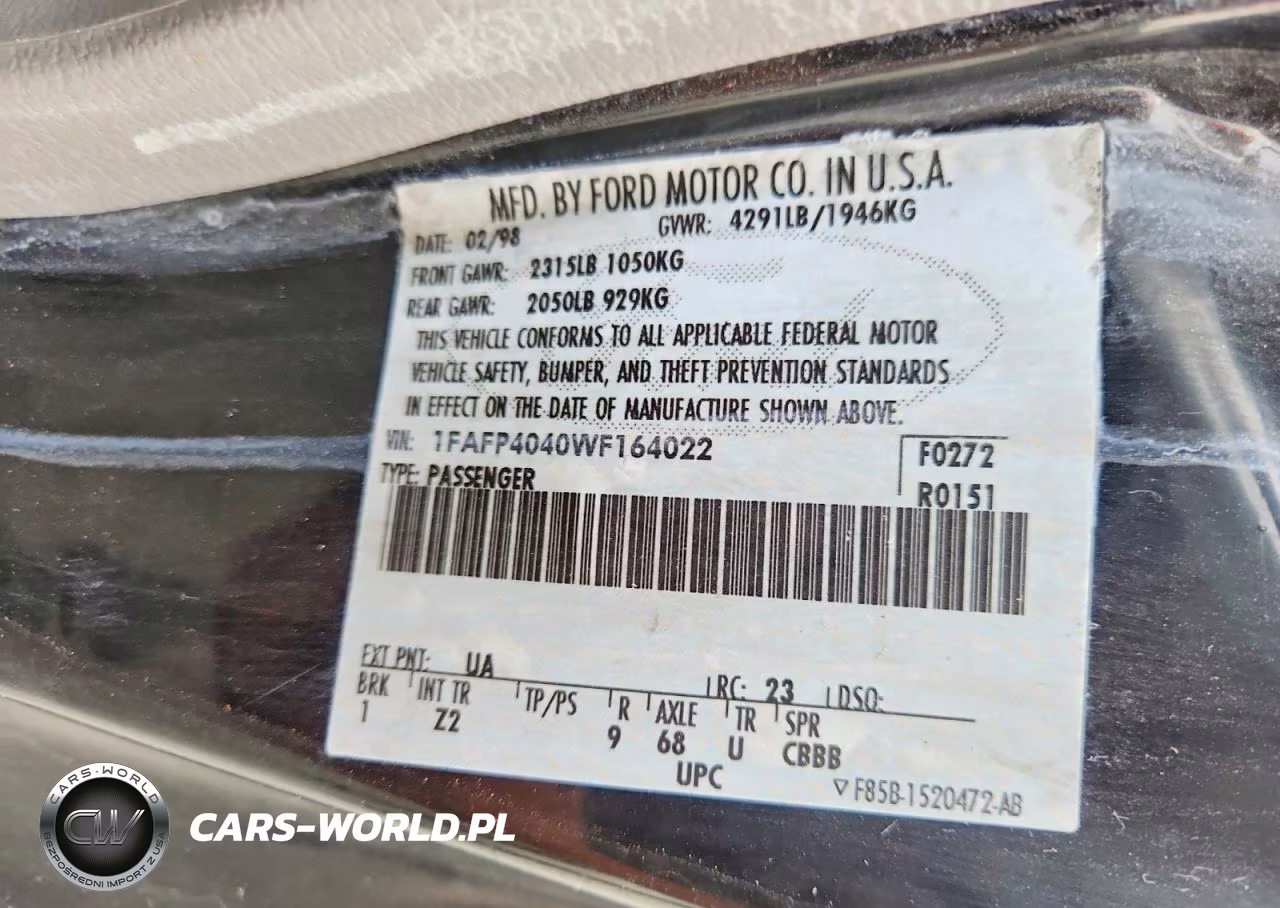 1998 Ford Mustang VIN:1FAFP4040WF164022 - 12