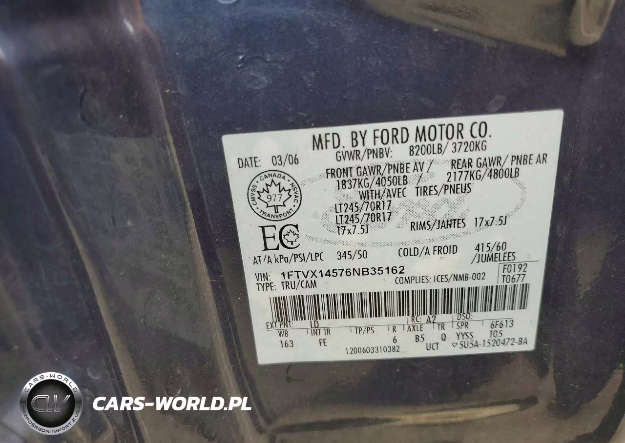 2006 Ford F150 VIN:1FTVX14576NB35162 - 12