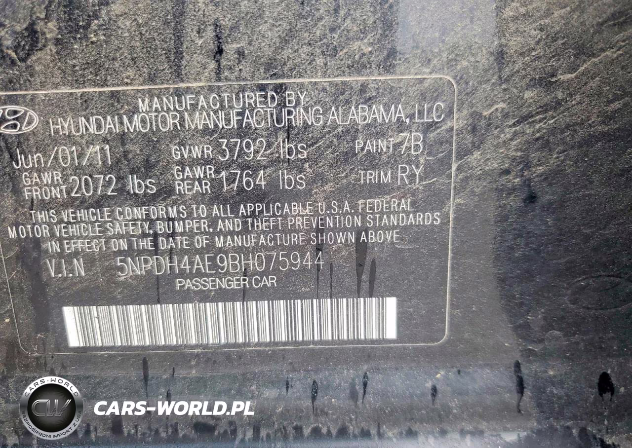 2011 Hyundai Elantra Limited VIN:5NPDH4AE9BH075944 - 12