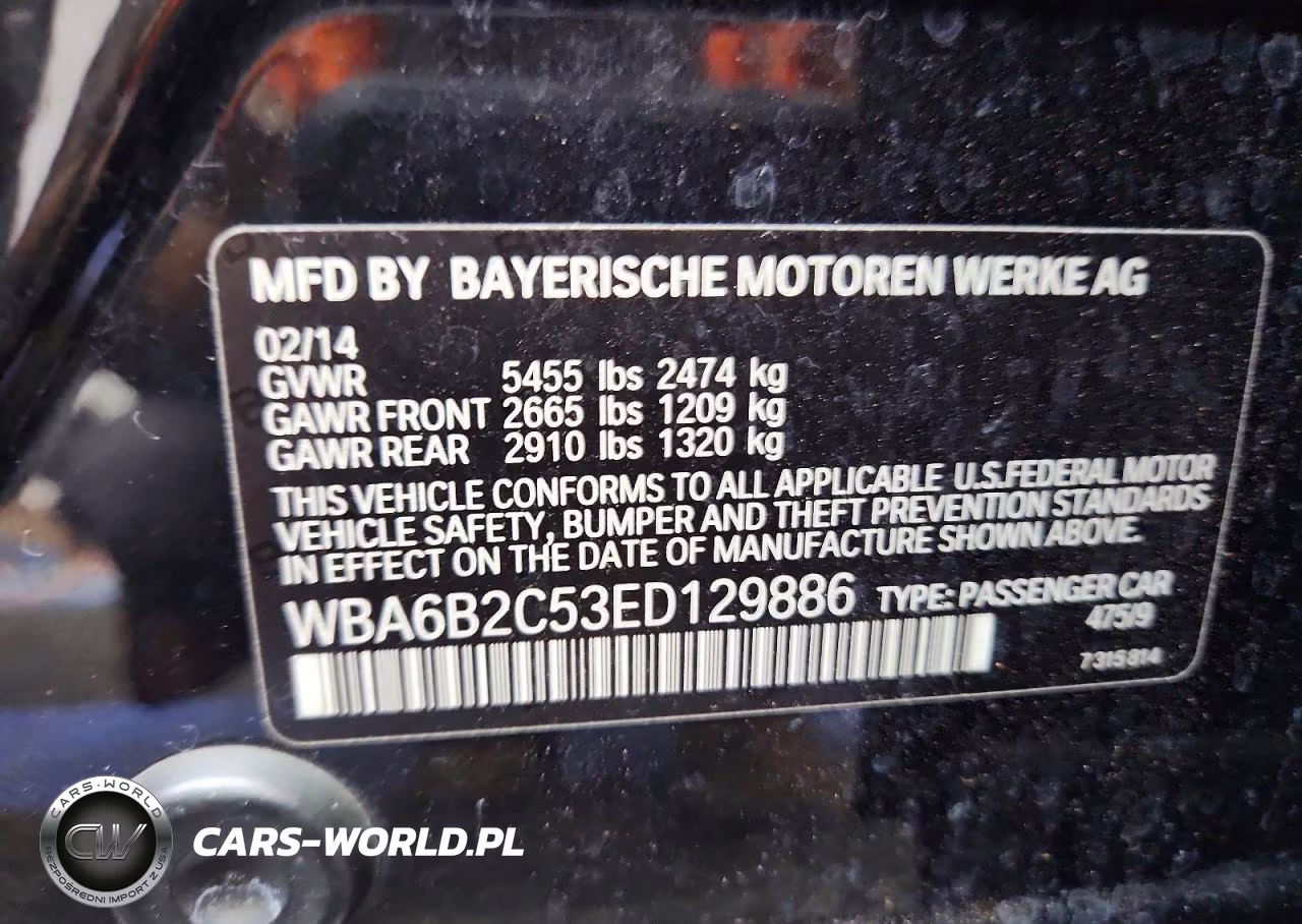 2014 BMW 650 I Gran Coupe VIN:WBA6B2C53ED129886 - 12