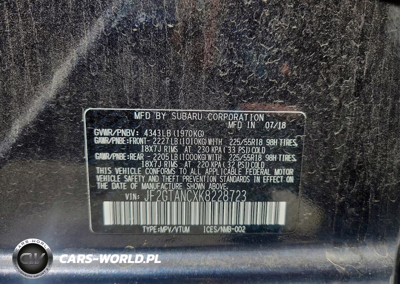2019 Subaru Crosstrek Limited VIN:JF2GTANCXK8228723 - 12