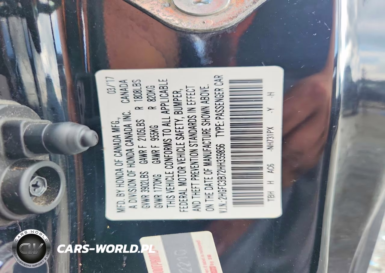 2017 Honda Civic Exl VIN:2HGFC3B72HH359856 - 12
