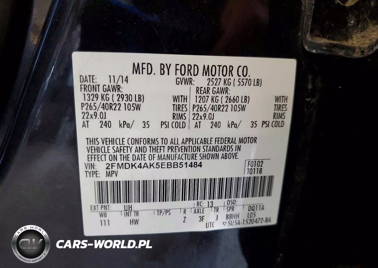 2014 Ford Edge Sport VIN:2FMDK4AK5EBB51484 - 13