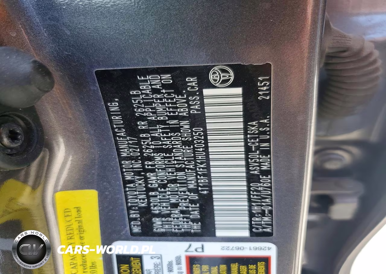 2017 Toyota Camry Se VIN:4T1BF1FK1HU403250 - 12