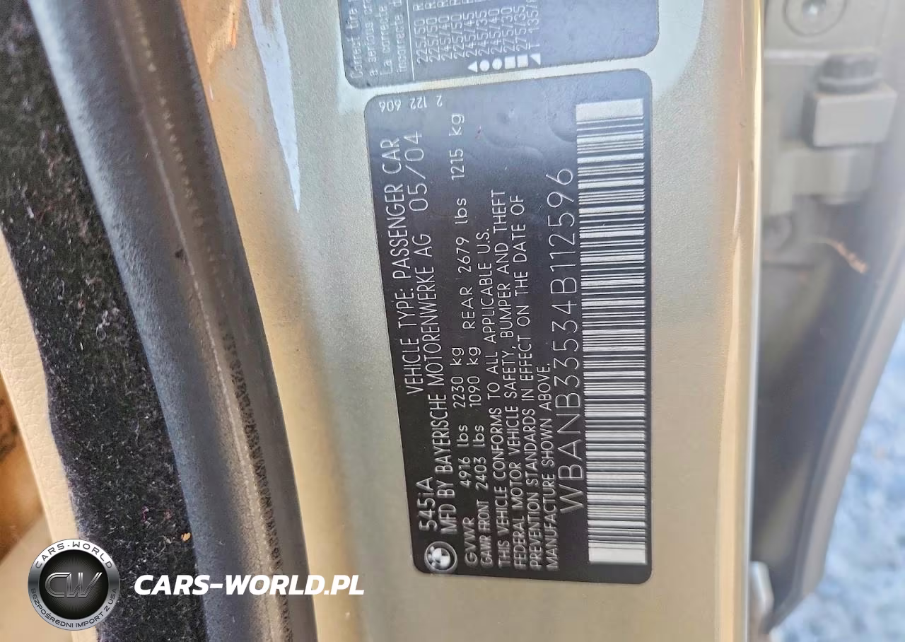 2004 BMW 545 I VIN:WBANB33534B112596 - 12