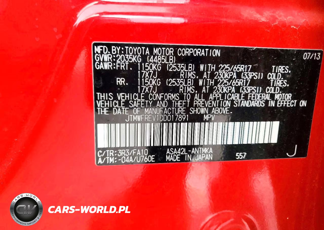 2013 Toyota Rav4 Xle VIN:JTMWFREV1DD017891 - 13