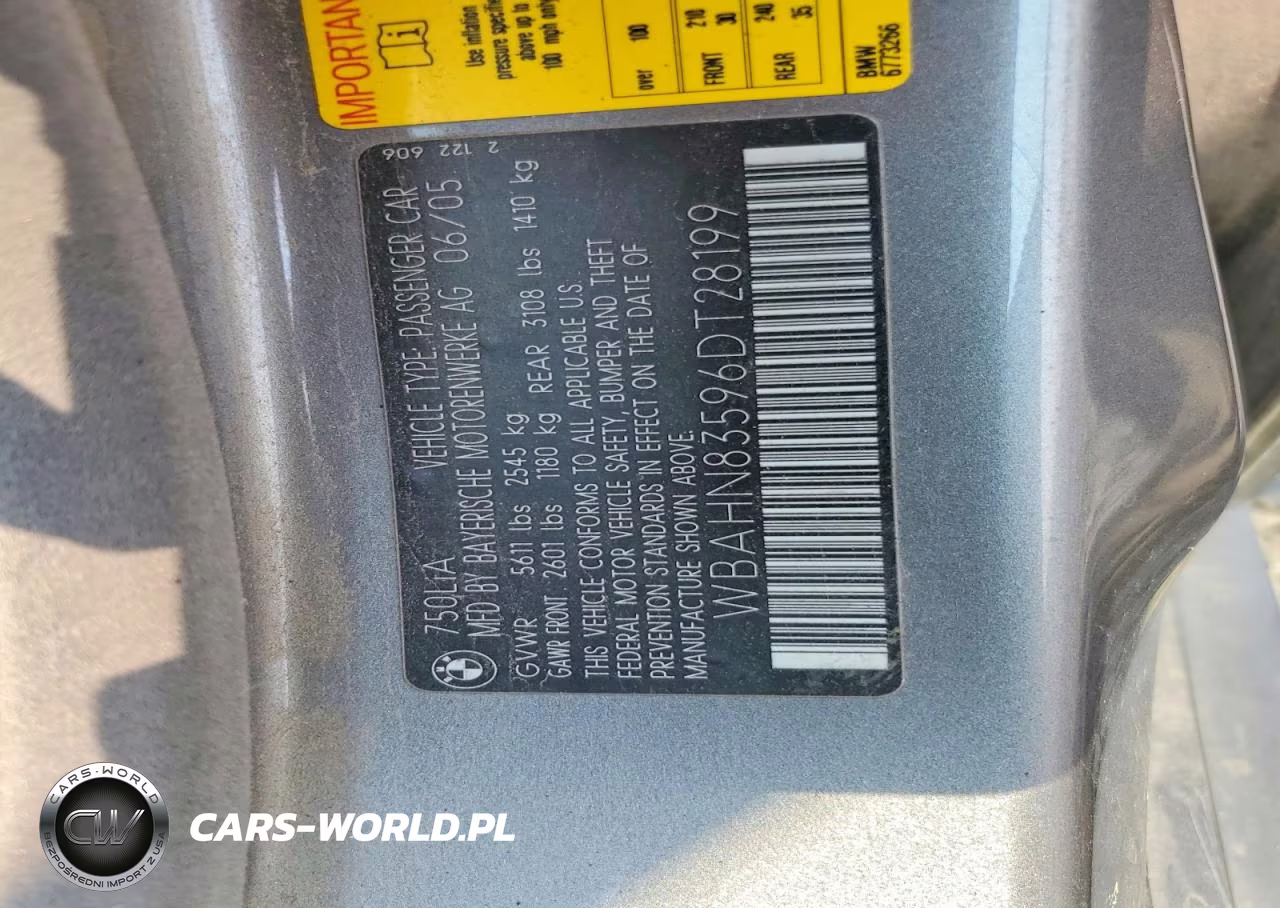2006 BMW 750 Li VIN:WBAHN83596DT28199 - 12