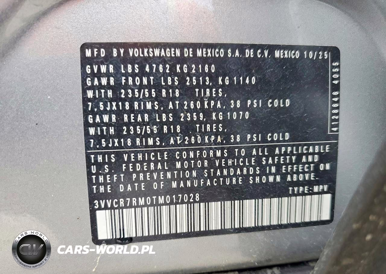 2026 Volkswagen Tiguan VIN:3VVCR7RM0TM017028 - 13