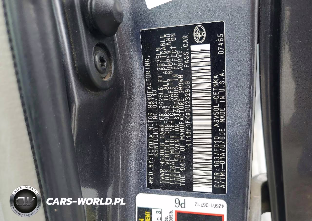 2013 Toyota Camry Le VIN:4T1BF1FKXDU232959 - 12
