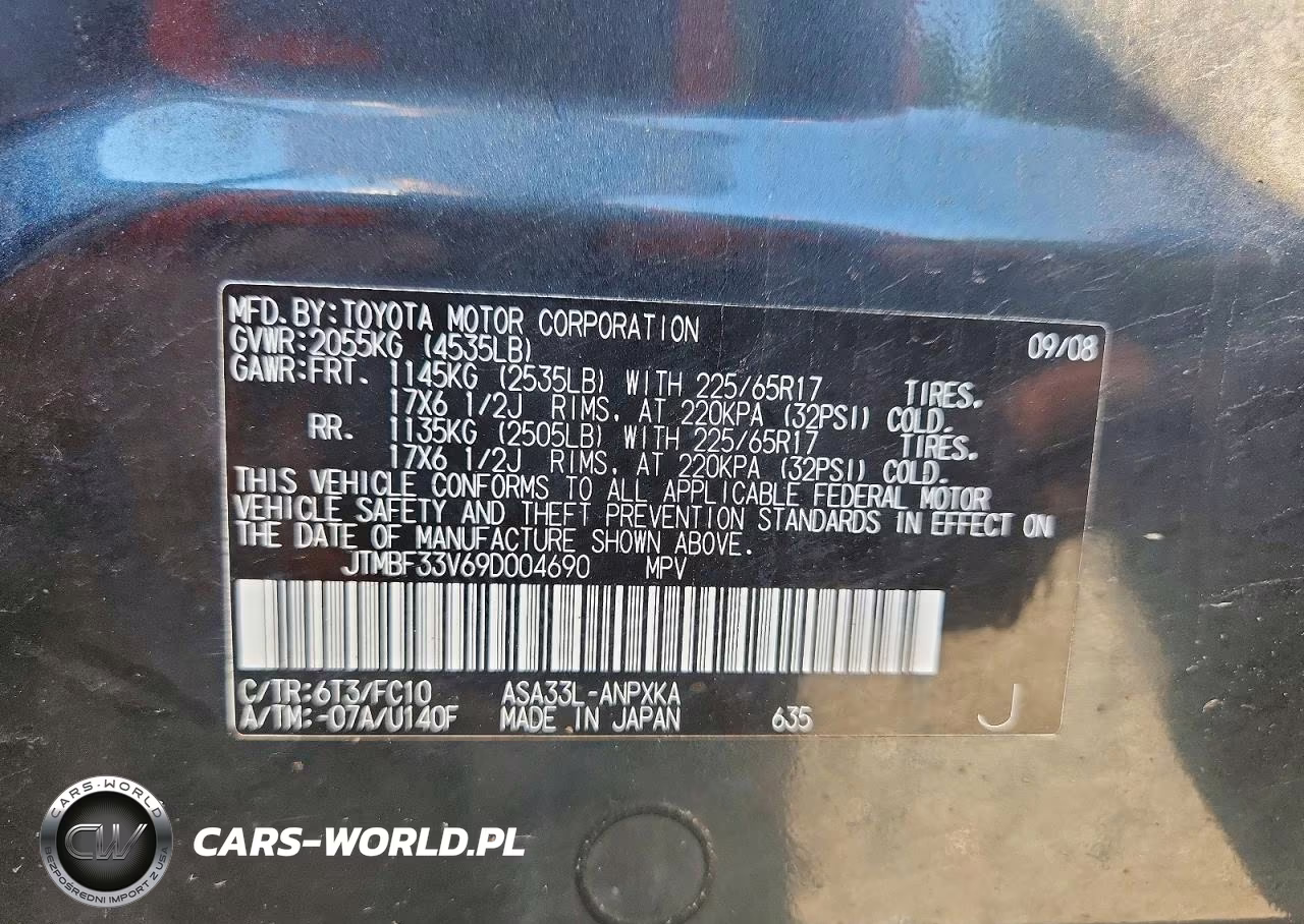 2009 Toyota Rav4 Base VIN:JTMBF33V69D004690 - 13