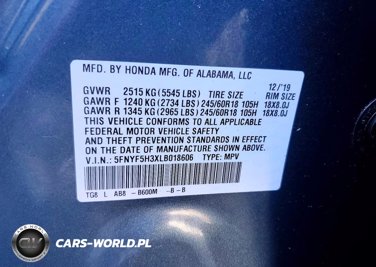 2020 Honda Pilot Ex VIN:5FNYF5H3XLB018606 - 13