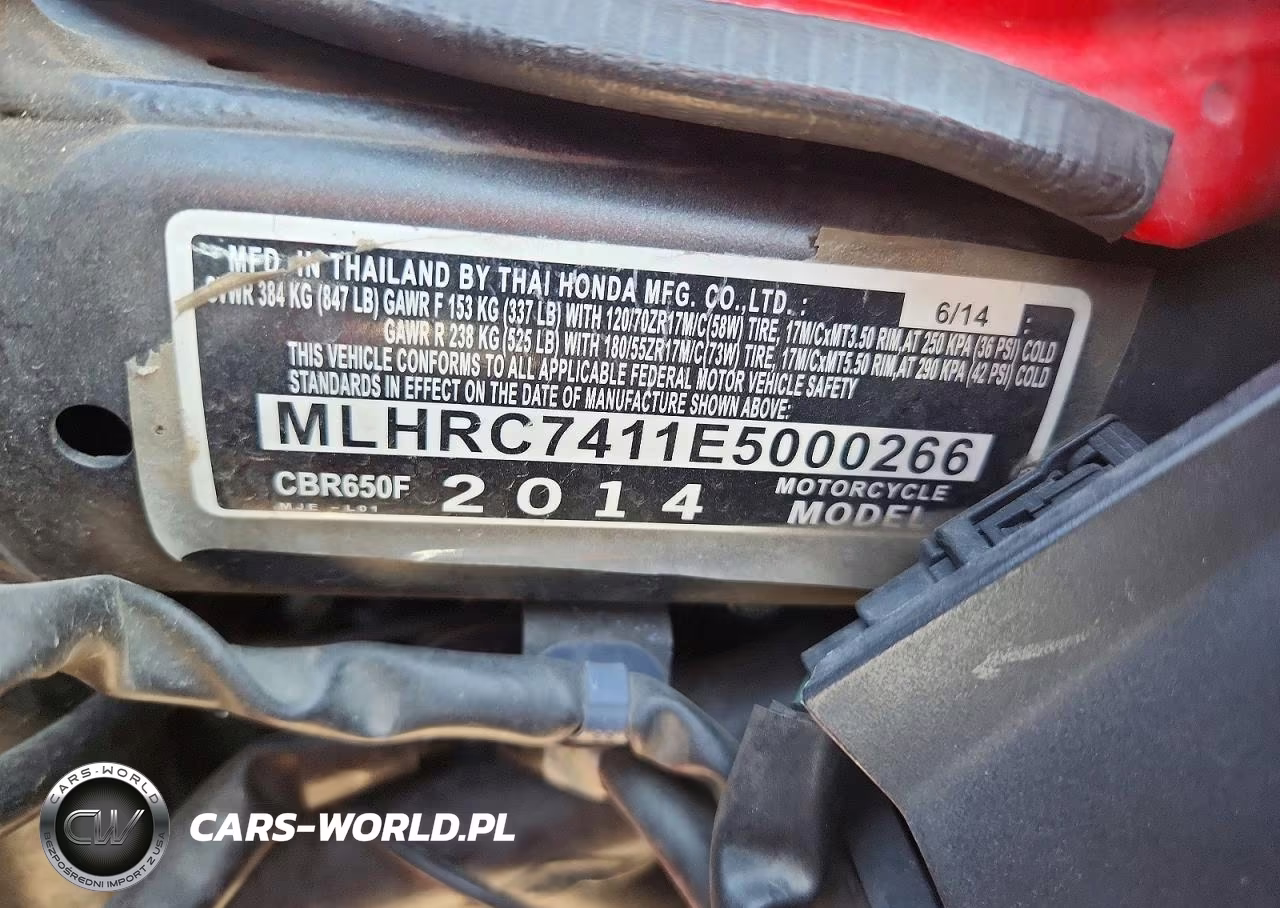 2014 Honda Cbr650 F VIN:MLHRC7411E5000266 - 9