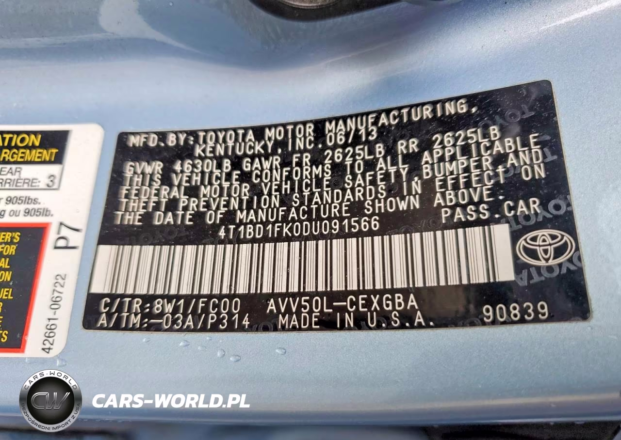 2013 Toyota Camry Hybrid Xle VIN:4T1BD1FK0DU091566 - 12