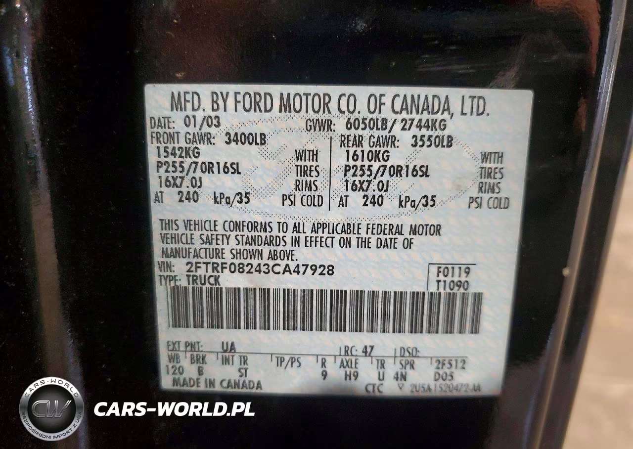 2003 Ford F150 VIN:2FTRF08243CA47928 - 12