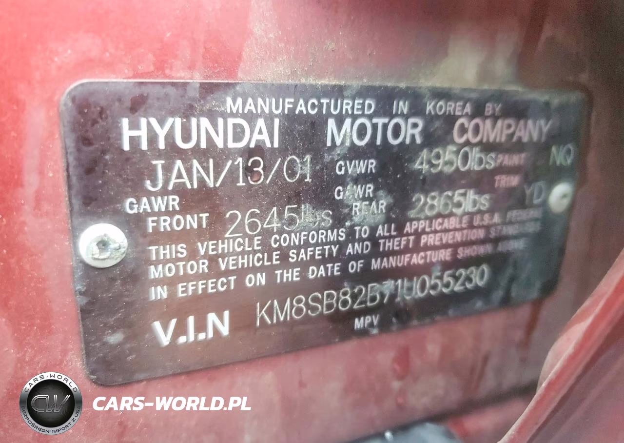 2001 Hyundai Santa Fe Gl VIN:KM8SB82B71U055230 - 13