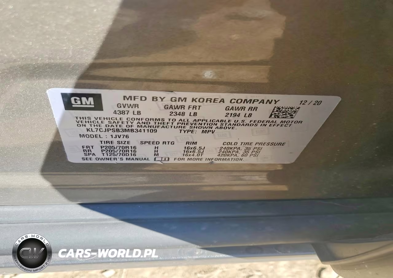 2021 Chevrolet Trax 1Lt VIN:KL7CJPSB3MB341109 - 13