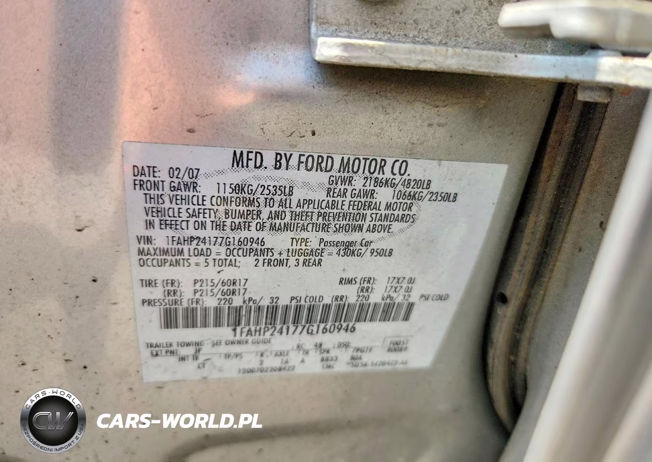 2007 Ford Five Hundred Sel VIN:1FAHP24177G160946 - 12