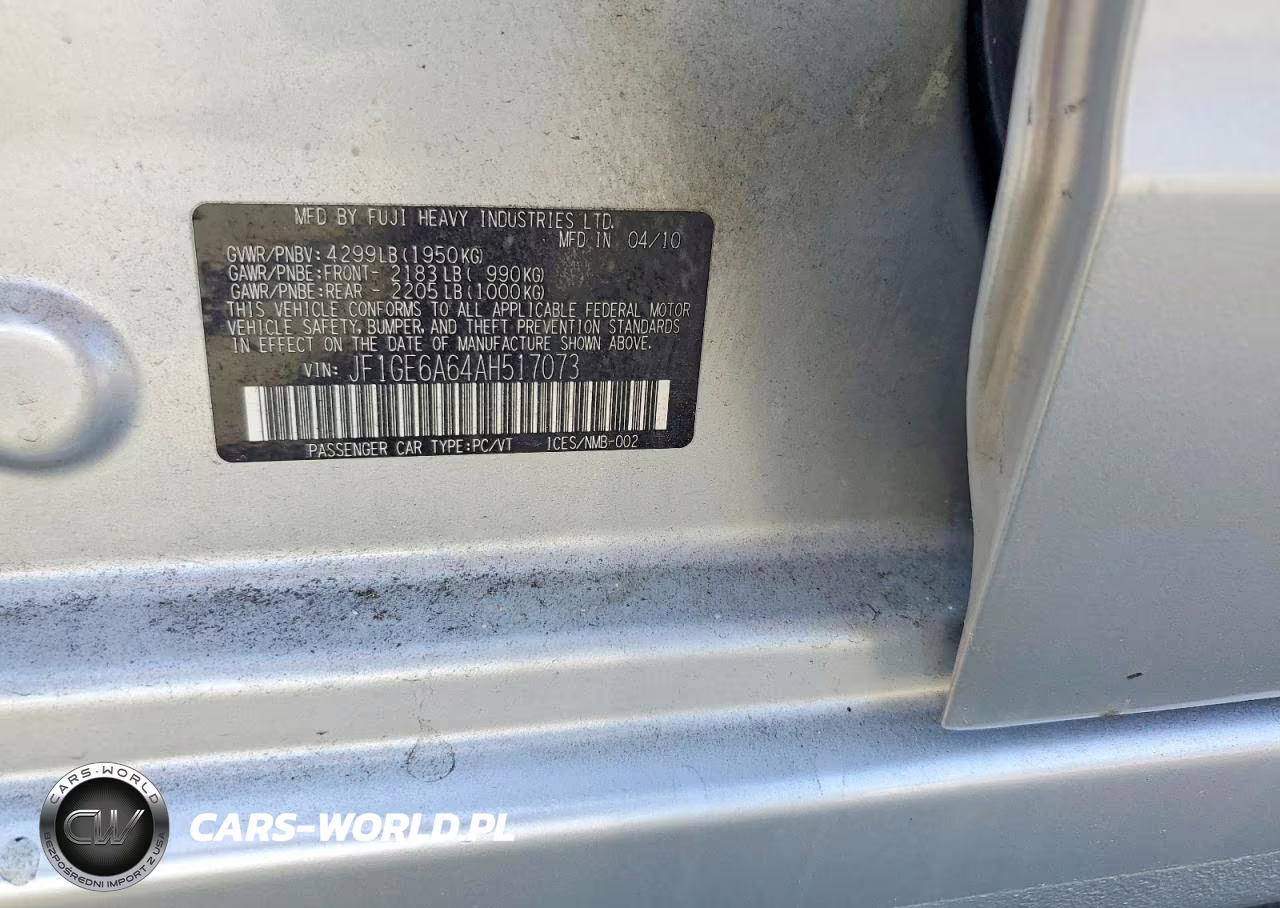 2010 Subaru Impreza 2.5I VIN:JF1GE6A64AH517073 - 12
