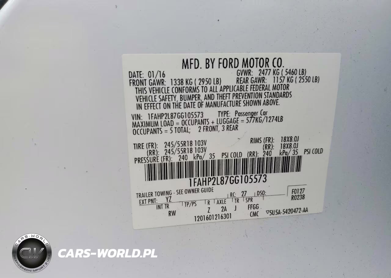 2016 Ford Taurus Police Interceptor VIN:1FAHP2L87GG105573 - 12