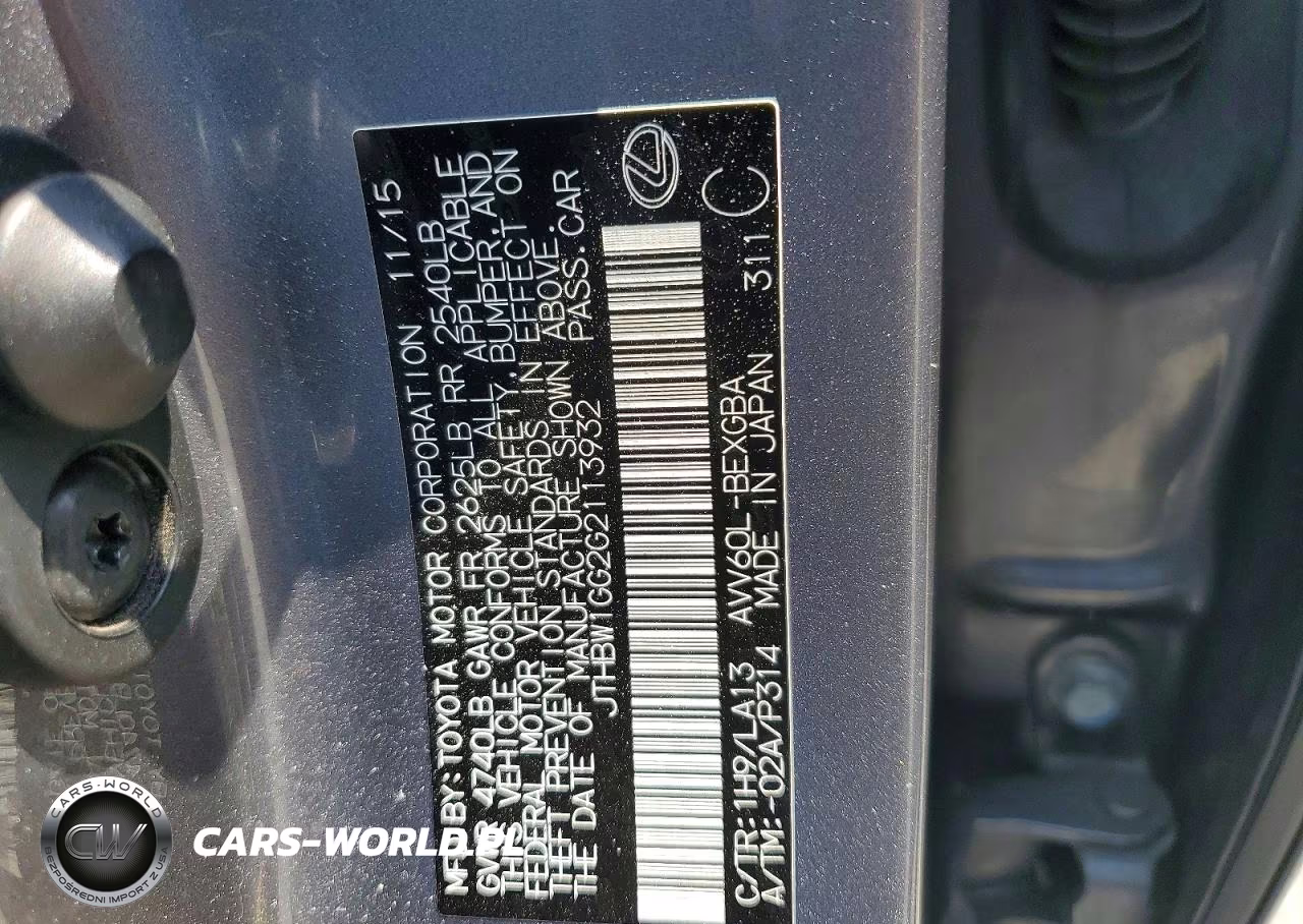 2016 Lexus Es 300H VIN:JTHBW1GG2G2113932 - 12