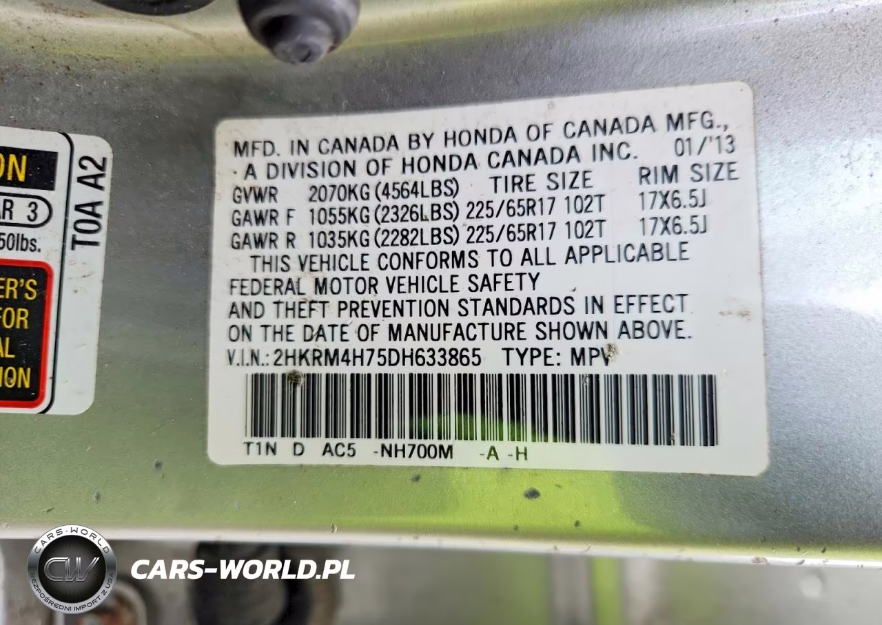 2013 Honda Cr-V Exl VIN:2HKRM4H75DH633865 - 14