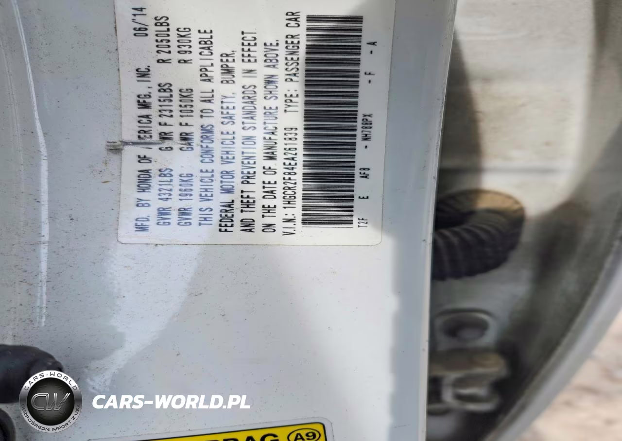 2014 Honda Accord Exl VIN:1HGCR2F84EA261839 - 12
