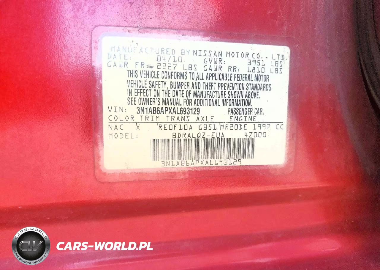 2010 Nissan Sentra 2.0 VIN:3N1AB6APXAL693129 - 12