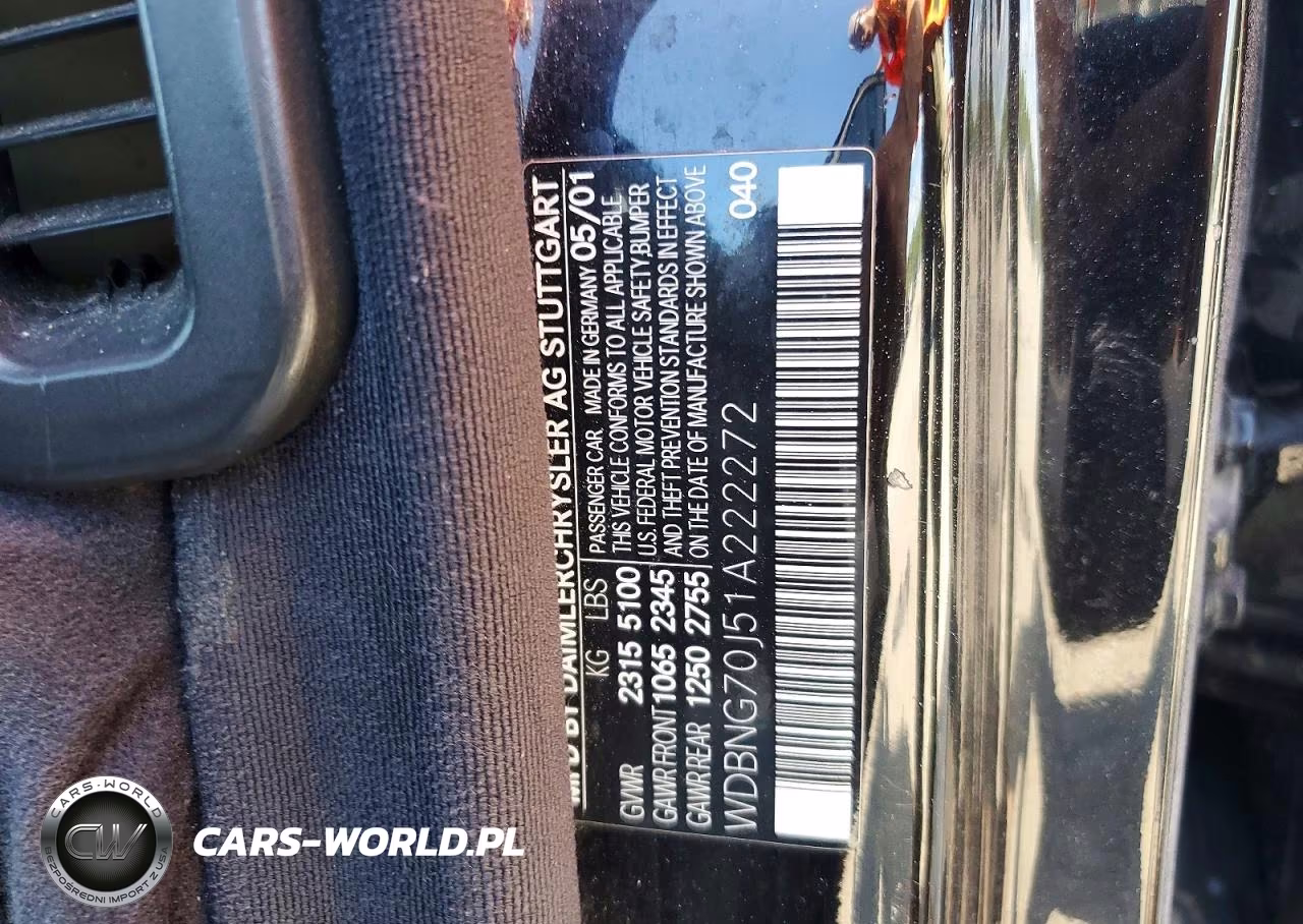 2001 Mercedes-Benz S 430 VIN:WDBNG70J51A222272 - 12