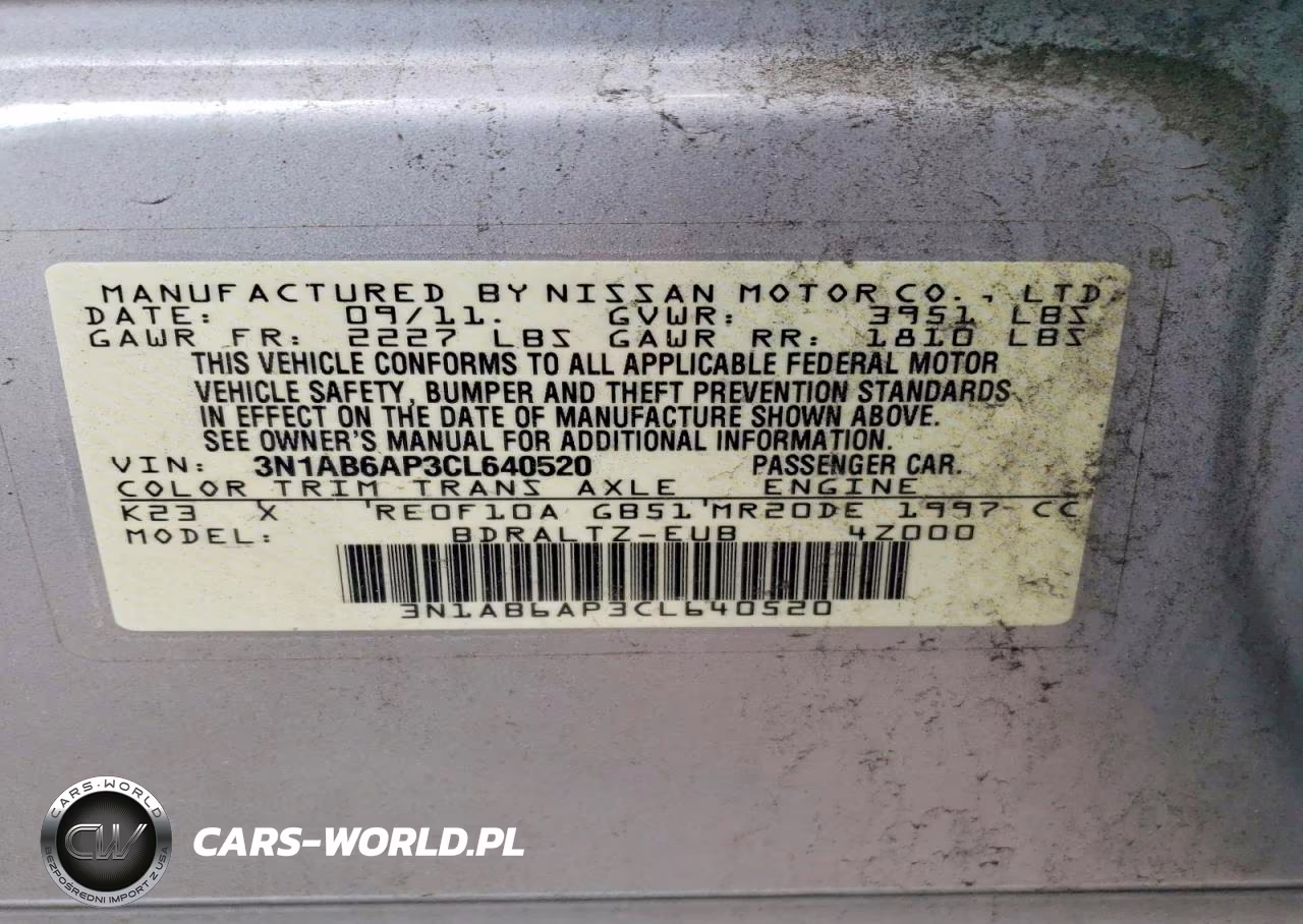2012 Nissan Sentra 2.0 VIN:3N1AB6AP3CL640520 - 12