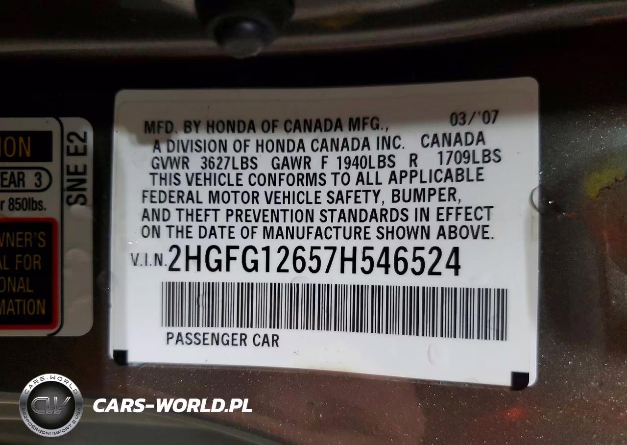 2007 Honda Civic Lx VIN:2HGFG12657H546524 - 12