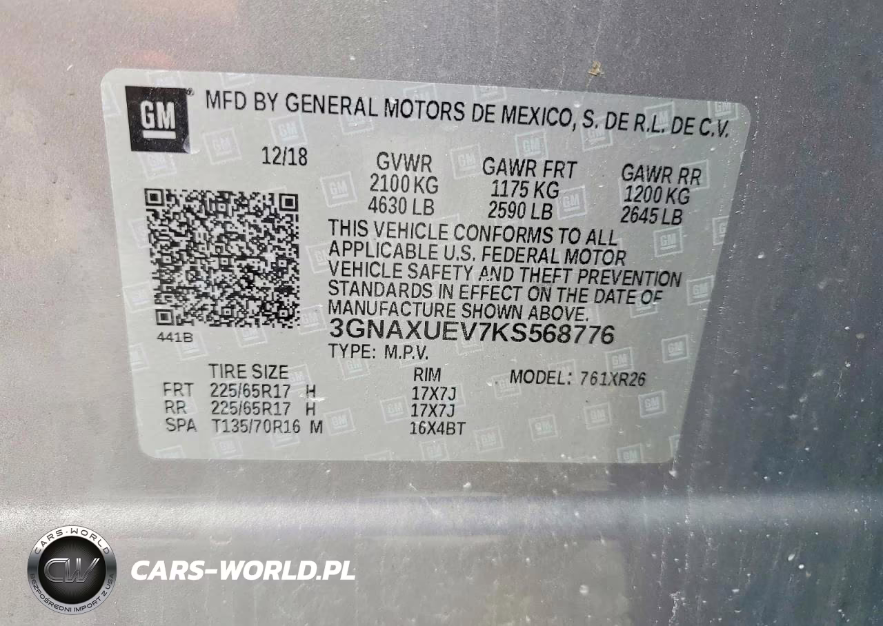 2019 Chevrolet Equinox Lt VIN:3GNAXUEV7KS568776 - 14