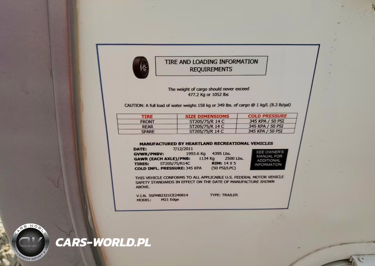 2012 Heartland Edge Camper VIN:5SFMB2321CE240814 - 9