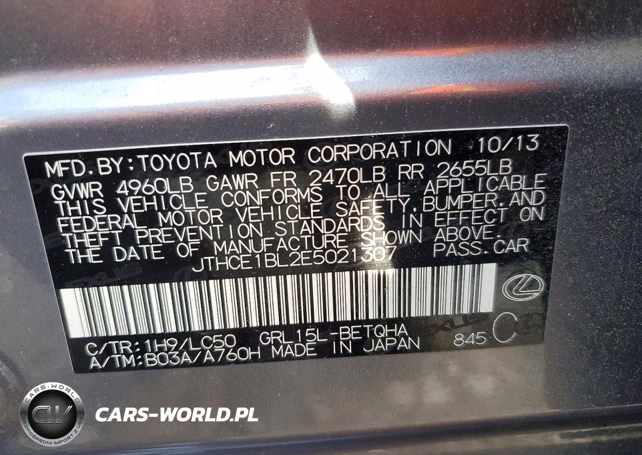 2014 Lexus Gs 350 VIN:JTHCE1BL2E5021307 - 12