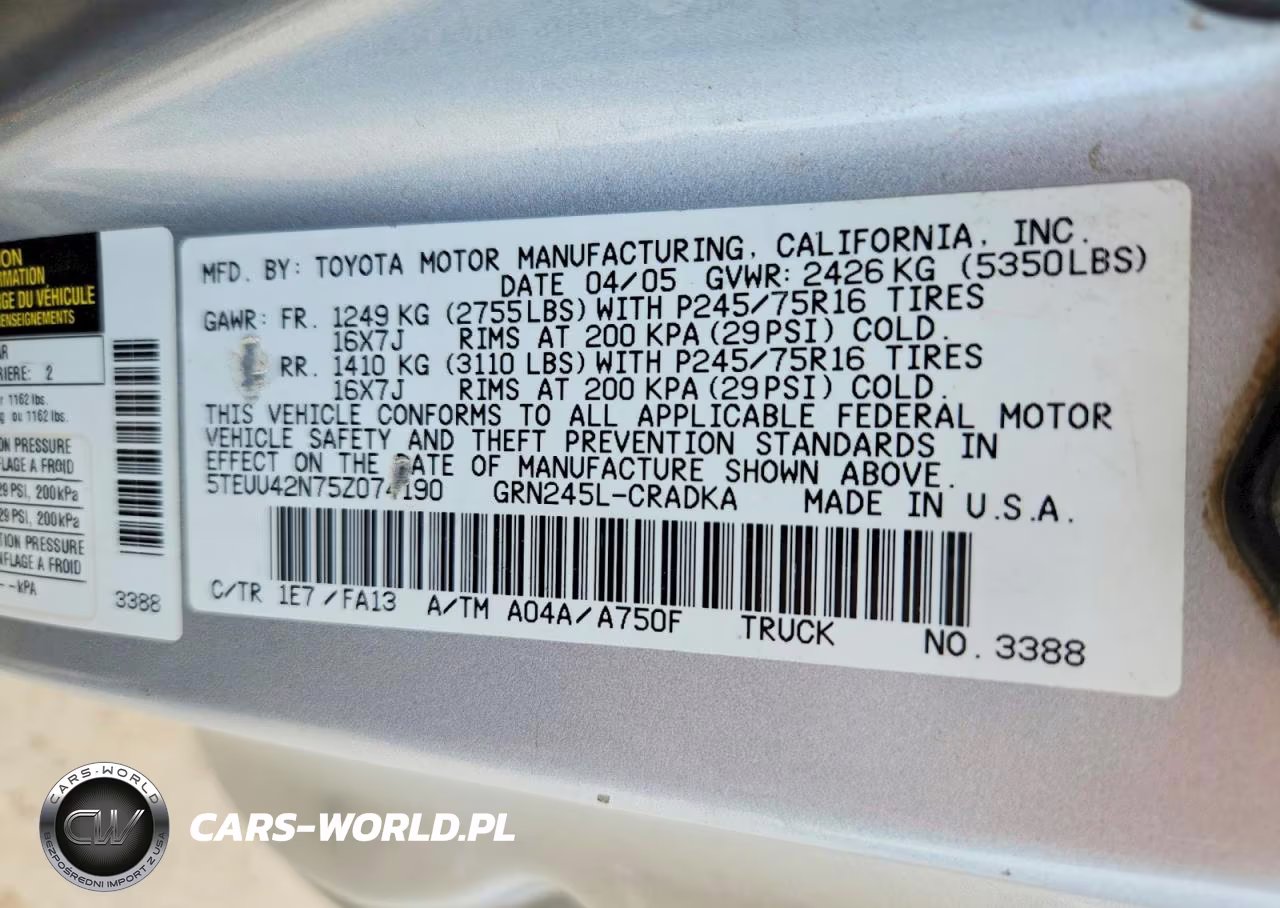 2005 Toyota Tacoma Access Cab VIN:5TEUU42N75Z074190 - 12