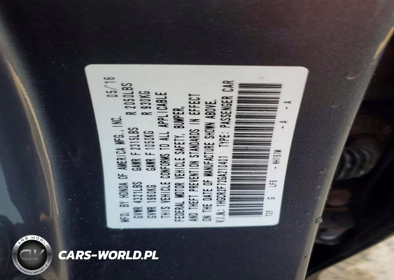 2016 Honda Accord Ex VIN:1HGCR2F72GA210401 - 12