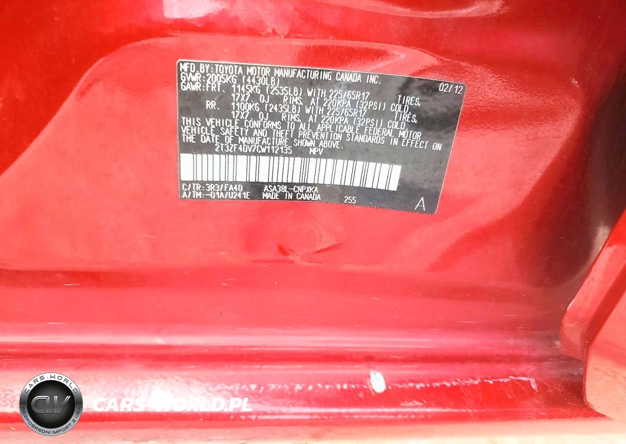 2012 Toyota Rav4 Base VIN:2T3ZF4DV7CW112135 - 13