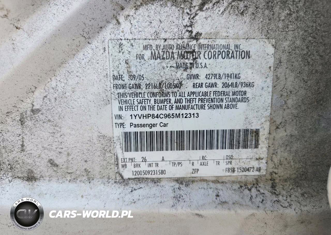 2006 Mazda 6 I VIN:1YVHP84C965M12313 - 12