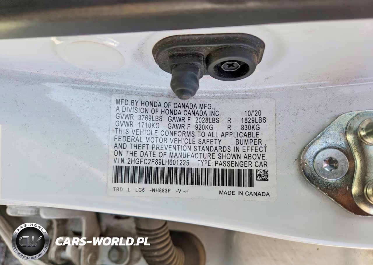 2020 Honda Civic Sport VIN:2HGFC2F89LH601225 - 12