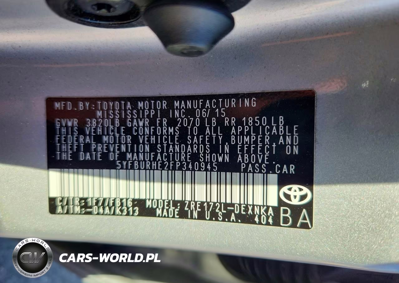 2015 Toyota Corolla Le Plus VIN:5YFBURHE2FP340945 - 12