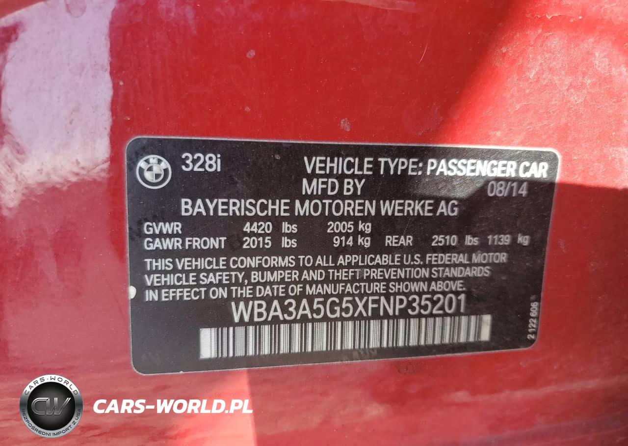 2015 BMW 328 I VIN:WBA3A5G5XFNP35201 - 13